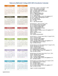 Nebraska Methodist College[removed]Academic Calendar AUGUST ‘15 S M