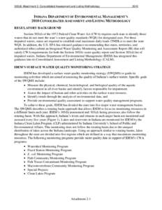 303(d) Attachment 2: Consolidated Assessment and Listing Methodology[removed]INDIANA DEPARTMENT OF ENVIRONMENTAL MANAGEMENT’S 2010 CONSOLIDATED ASSESSMENT AND LISTING METHODOLOGY