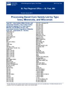 Processing Sweet Corn Variety List by Type in Iowa, Minnesota, and Wisconsin