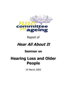 THE EYES HAVE IT - VISION AND OLDER PEOPLE SEMINAR