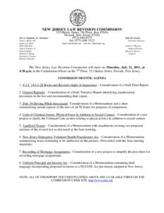 NEW JERSEY LAW REVISION COMMISSION Vito A. Gagliardi, Jr., Chairman Peter J. Barnes III Andrew O. Bunn Albert Burstein John J. Farmer, Jr.