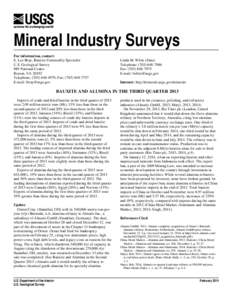 Bauxite and Alumina in the Third Quarter 2013