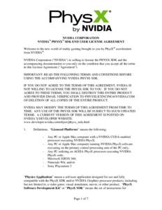 Microsoft Word - NVIDIA PhysX SDK EULA.docx