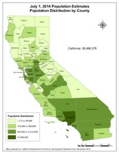 July 1, 2014 Population Estimates Population Distribution by County Shasta  Trinity