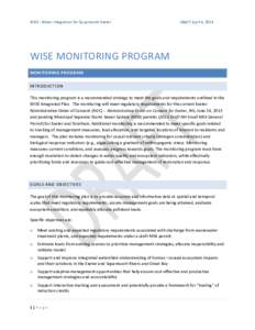 WISE - Water Integration for Squamscott-Exeter  DRAFT April 4, 2014 WISE MONITORING PROGRAM MONITORING PROGRAM