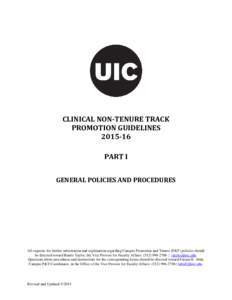 CLINICAL NON-TENURE TRACK PROMOTION GUIDELINESPART I GENERAL POLICIES AND PROCEDURES