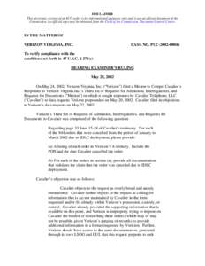 PUC[removed]Ruling on Verizon's Motion to Compel to Cav…