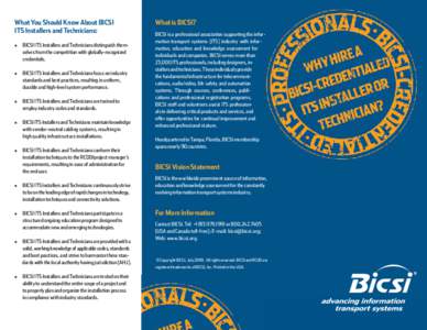 What You Should Know About BICSI ITS Installers and Technicians: n 