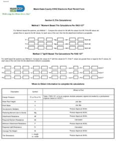 Section E  Miami-Dade County HVHZ Electronic Roof Permit Form Section E (Tile Calculations) Method 1 