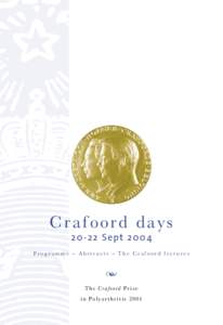 Crafoord d a y sSept 2004 Programme – Abstracts – The Crafoord lectures  Œ