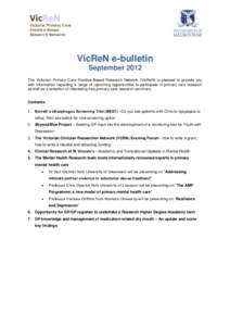 VicReN Victoria Primary Care Practice-Based Research Network  VicReN e-bulletin