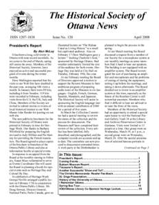 The Historical Society of Ottawa News ISSN[removed]Issue No. 120