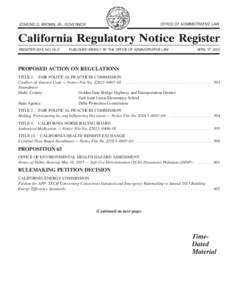 California Regulatory Notice Register 2015, Volume No. 16-Z
