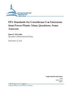 EPA Standards for Greenhouse Gas Emissions from Power Plants: Many Questions, Some Answers