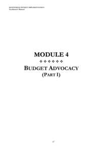 MONITORING BUDGET IMPLEMENTATION  Facilitator’s Manual MODULE 4      