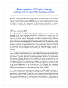 Military operations other than war / United Nations / Department of Peacekeeping Operations / Disarmament /  Demobilization and Reintegration / Pearson Peacekeeping Centre / United Nations Security Council Resolution / Peacekeeping / Peace / United Nations peacekeeping