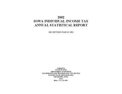 Iowa 2002 Individual Income Tax Annual Statistical Report