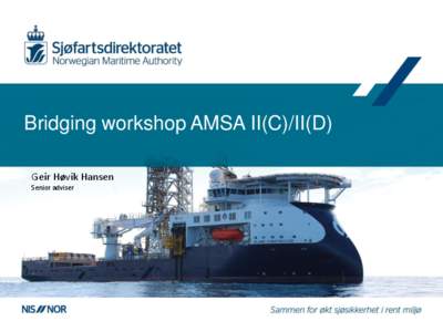 Bridging workshop AMSA II(C)/II(D) Geir Høvik Hansen Senior adviser Background • Arctic Marine Shipping Assessment[removed]report: