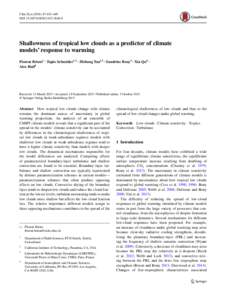 Shallowness of tropical low clouds as a predictor of climate models’ response to warming