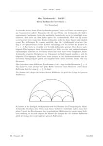 vsmp – sspmp – ssimf  Aha! Mathematik! – Teil IV. Klein-Archimedes berechnet ⇡. Urs Stammbach Archimedes minor, heute Klein-Archimedes genannt, hatte viel Gutes von seinem grossen Namensvetter geh¨ort. Besonders