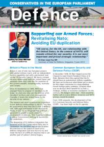 CONSERVATIVES IN THE EUROPEAN PARLIAMENT  Defence Supporting our Armed Forces; Revitalising Nato; Avoiding EU duplication
