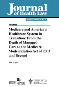 Journal of Health Law Summer Volume 38, No. 3 Articles