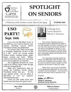 SPOTLIGHT  ON SENIORS  A Publication of the Dutchess County Office for the Aging 