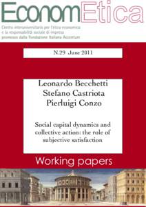 N.29 JuneLeonardo Becchetti Stefano Castriota Pierluigi Conzo Social capital dynamics and
