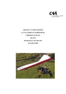 Fatal Accident Report ZK-WYN Riversdale, Southland 20 Mar 2008