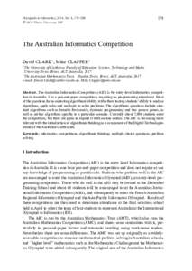 Olympiads in Informatics, 2014, Vol. 8, 179–189 © 2014 Vilnius University, IOI 179  The Australian Informatics Competition