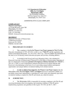 Sports law / Title IX / Kutztown University of Pennsylvania / Student athlete / Athletics / College athletics / Kutztown /  Pennsylvania / Kutztown Golden Bears / Sports / Pennsylvania State Athletic Conference / 92nd United States Congress