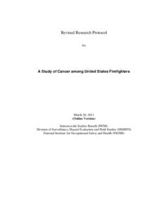 Revised Research Protocol for A Study of Cncer among United States Fire Fighters