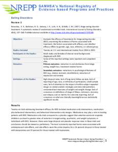 NREPP Systematic Review: Eating Disorders, Review 3