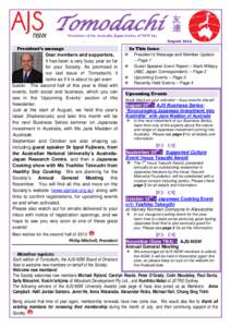 友達  Tomodachi Newsletter of the Australia-Japan Society of NSW Inc  August 2013