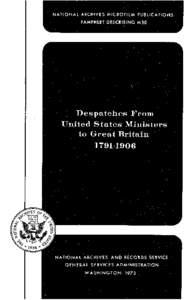 NATIONAL ARCHIVES MICROFILM PUBLICATIONS PAMPHLET DESCRIBING M30 NATIONAL ARCHIVES AND RECORDS SERVICE G E N E R A L SERVICES ADMINISTRATION WASHINGTON: 1973