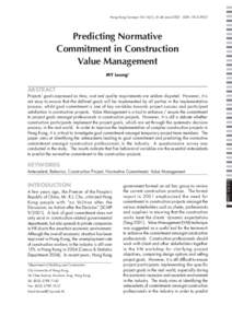 Hong Kong Surveyor Vol 16(1), 41-46 June 2005 ISSNPredicting Normative Commitment in Construction Value Management MY Leung1