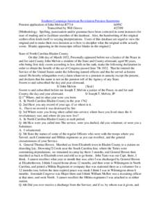 Southern Campaign American Revolution Pension Statements Pension application of John Melvin R7714 fn9NC Transcribed by Will Graves[removed]Methodology: Spelling, punctuation and/or grammar have been corrected in some in