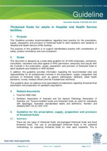 Thickened fluids for adults in Hospital and Health Service Facilities Guideline