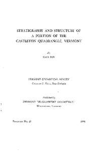 STRATIGRAPHY AND STRUCTURE OF A PORTION OF THE CASTLETON QUAI)RANGLE, VERMONT By