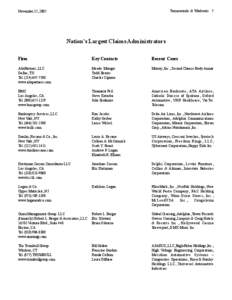 Turnarounds & Workouts 5  November 15, 2005 Nation’s Largest Claims Administrators Firm