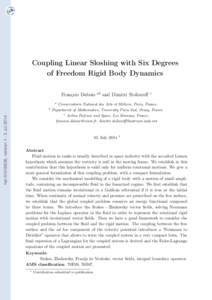 Coupling Linear Sloshing with Six Degrees of Freedom Rigid Body Dynamics François Dubois ab