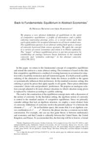 American Economic Review 2015, 105(8): 2570–2594 http://dx.doi.orgaerBack to Fundamentals: Equilibrium in Abstract Economies† By Michael Richter and Ariel Rubinstein* We propose a new abstract defi