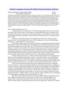 Southern Campaigns American Revolution Pension Statements & Rosters Pension application of John Allison S32090 Transcribed by Will Graves f17NC[removed]