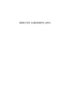 MERCURY AGREEMENT (2001)  MERCURY AGREEMENT[removed]TABLE OF CONTENT