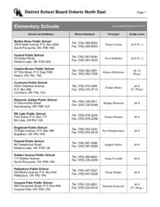 District School Board Ontario North East / Temiskaming Shores / Timmins