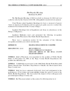 PROCEEDINGS OF THE TIOGA COUNTY LEGISLATURE[removed]First Regular Meeting January 15, 2013