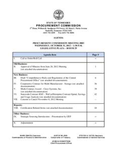 ST AT E OF T E N N E SSE E  PROCU REM EN T COM M I SSI ON rd  3 Floor, William R. Snodgrass TN Tower, 312 Rosa L. Parks Avenue