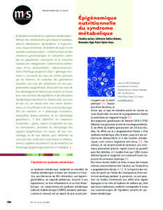 MEDECINE/SCIENCES 2005 ; 21 : [removed]  > L’épidémie mondiale de syndrome métabolique défauts des métabolismes glucidique et lipidique,