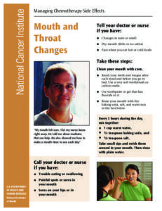 National Cancer Institute  Managing Chemotherapy Side Effects Mouth and Throat