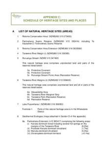 APPENDIX C: SCHEDULE OF HERITAGE SITES AND PLACES A  LIST OF NATURAL HERITAGE SITES (AREAS)